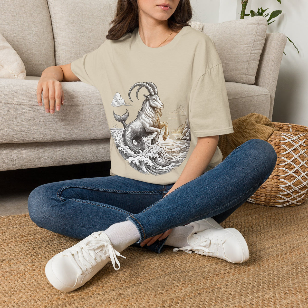 Capricorn Goat-Mermaid T-Shirt — Mythical Sea Goat Zodiac Tee