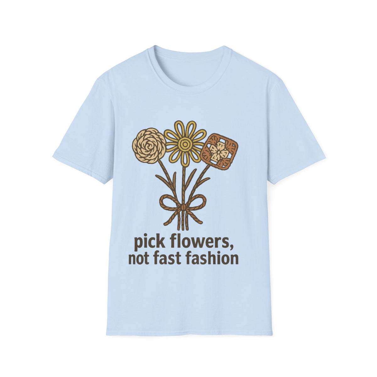 "Pick Flowers Not Fast Fashion" Eco Tee | Botanical Sustainable T-Shirt - Trending Now - September 2026
