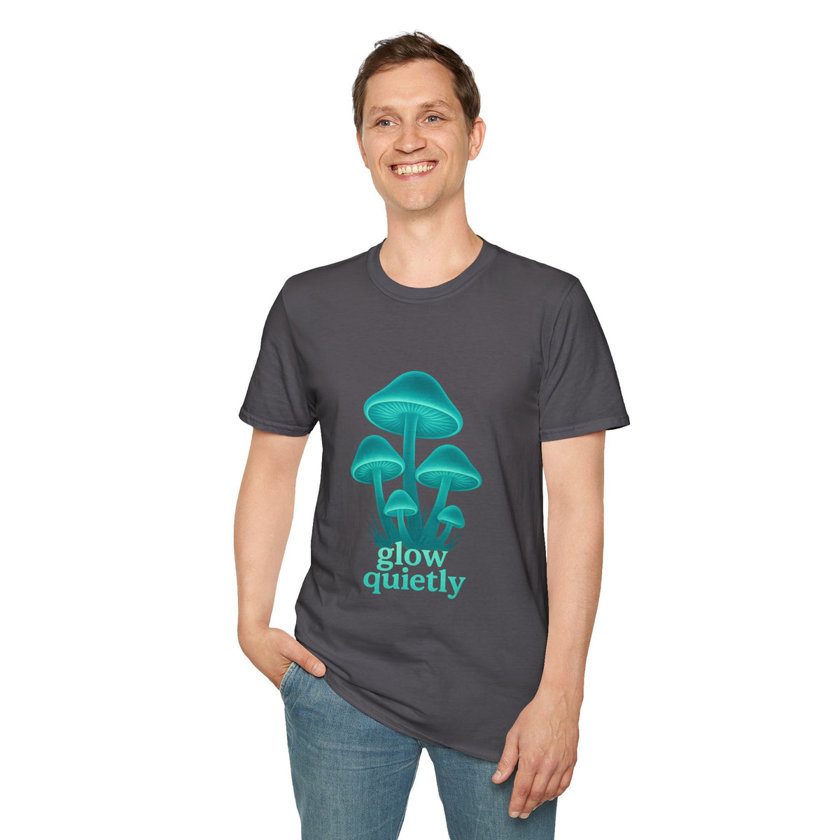Mushroom Graphic T-Shirt — 'Grow Quietly' Teal Fungi Tee - Trending Now - August 2026