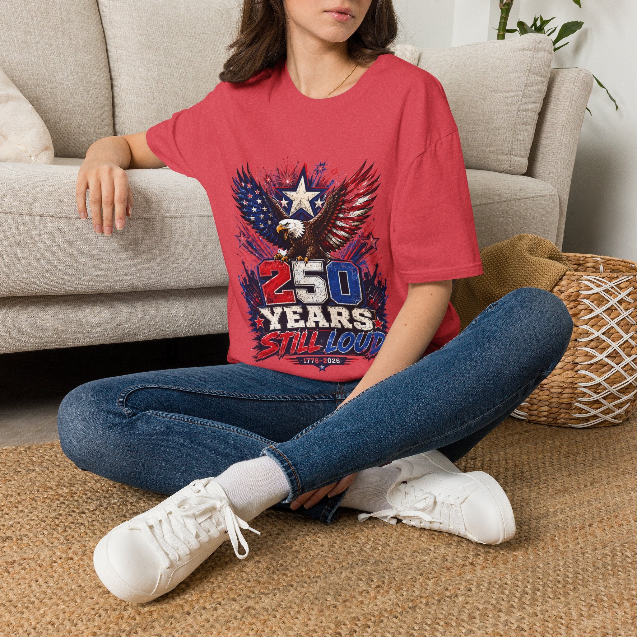 T-Shirt — Patriotic Eagle "250 Years Still Loud" American Flag Tee