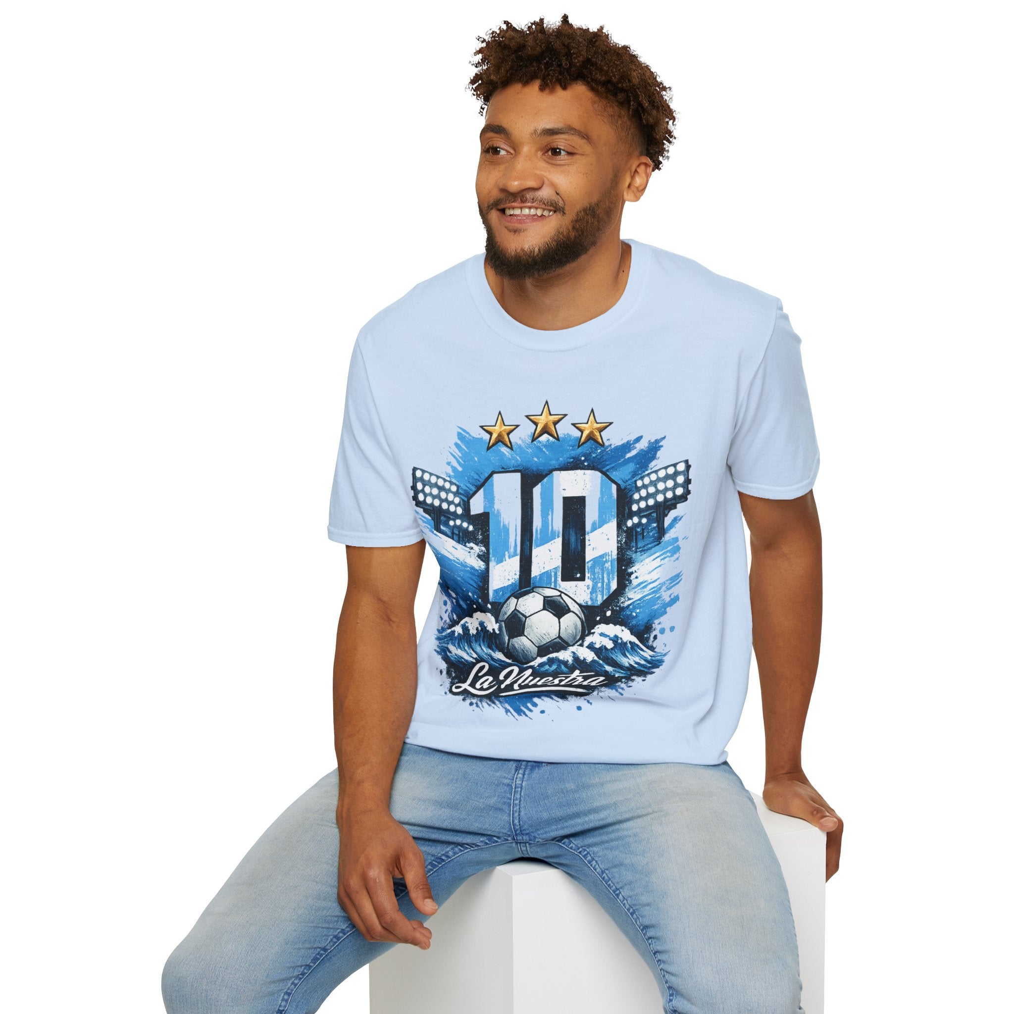 Argentina Soccer Fan T-Shirt — 'La Nuestra' #10 Jersey Design