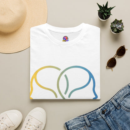 Twin Profile Line Art T‑Shirt — Gradient Sisterhood Outline Tee