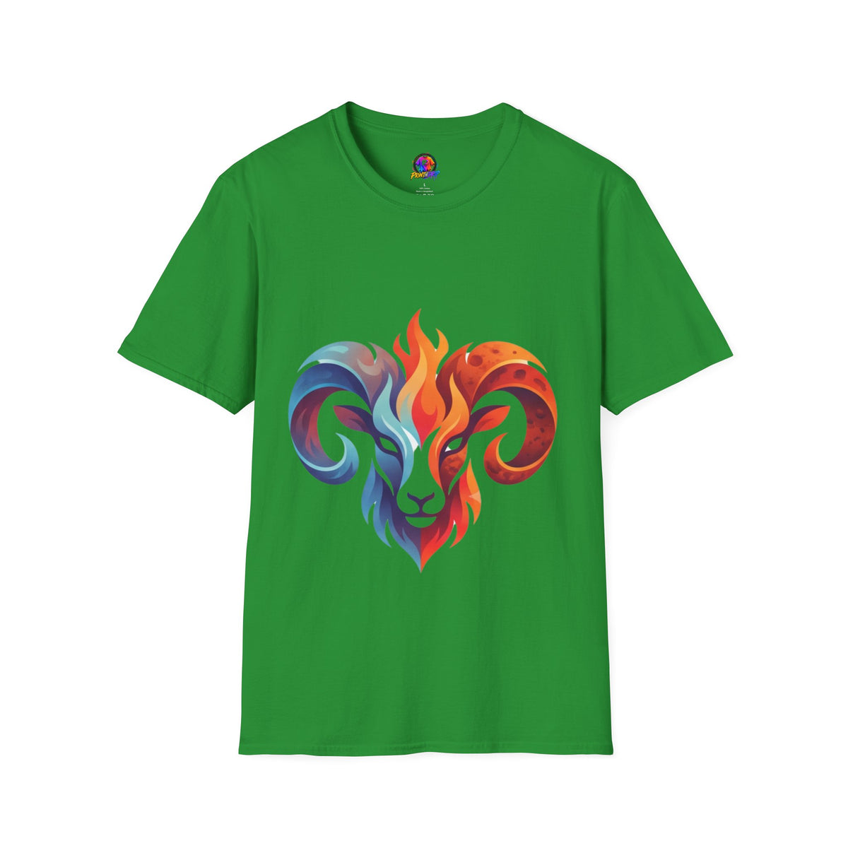 Aries Zodiac Ram Head Flame Graphic T-Shirt — Bold Aries Zodiac Tee