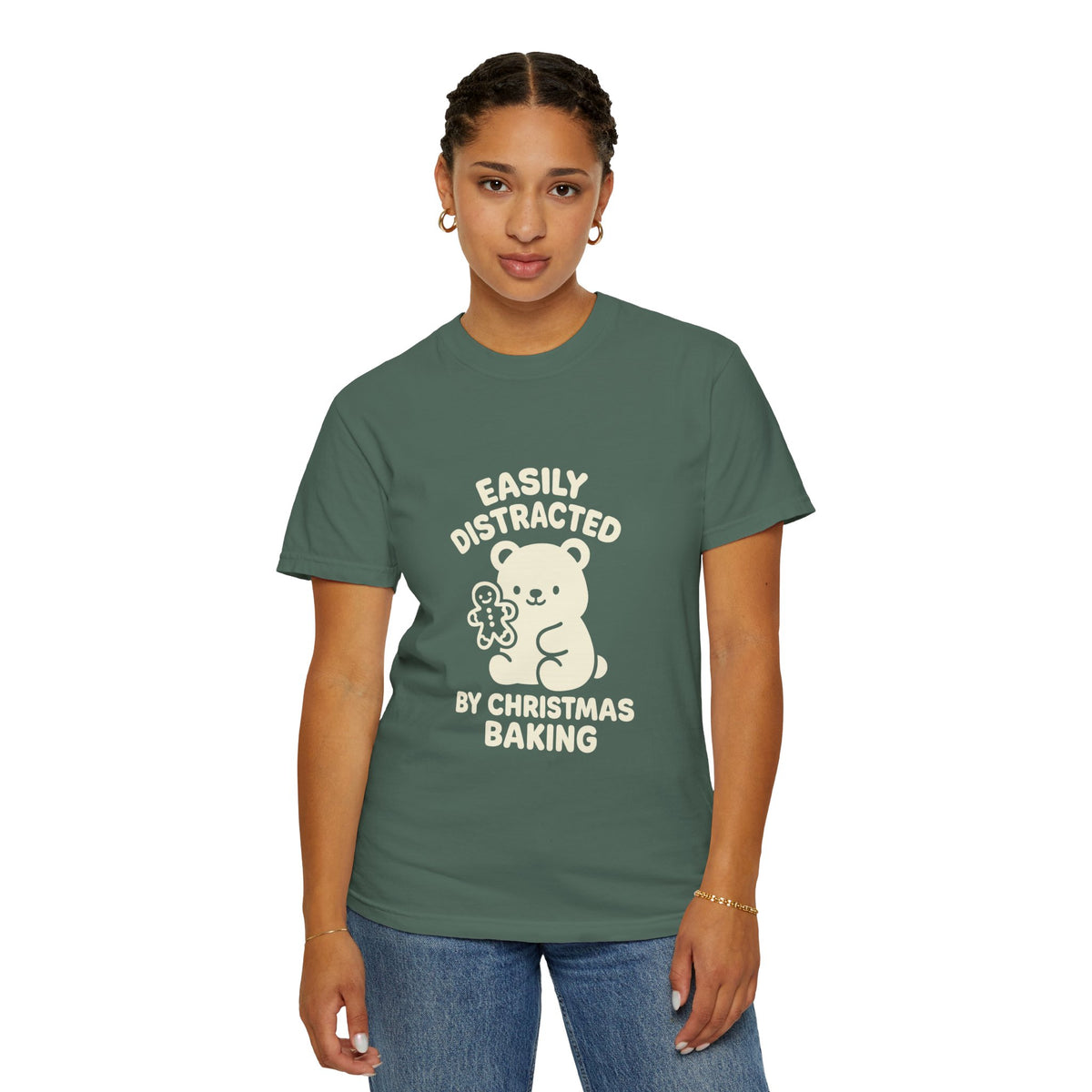 T-Shirt — "Easily Distracted by Christmas Baking" Cute Bear Holiday Tee- Trending Now - October 2026