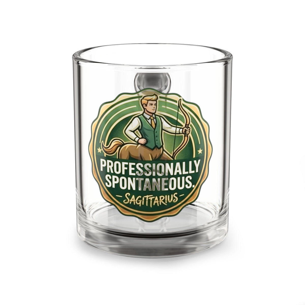 Sagittarius Glass Mug - "Professionally Spontaneous" 10oz Zodiac Coffee Cup