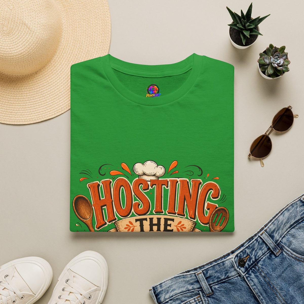 Thanksgiving T-Shirt Hosting the Chaos T-Shirt — Funny Thanksgiving Cooking Shirt for Hosts