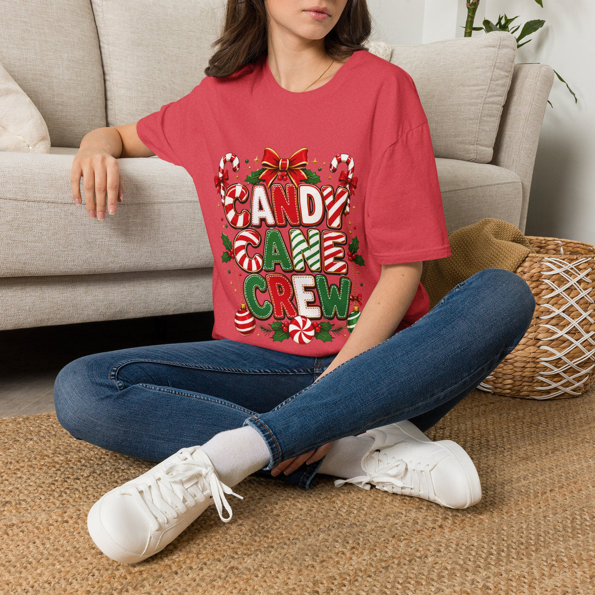 Candy Cane Crew T-Shirt — Festive Christmas Holiday Tee