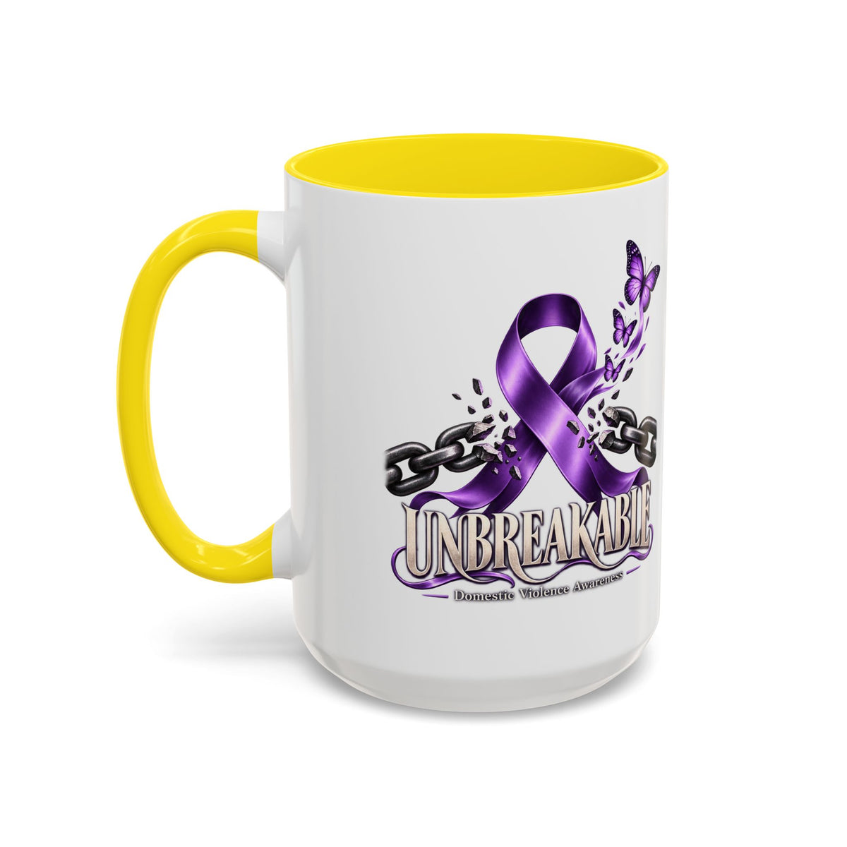 Unbreakable Purple Ribbon Coffee Mug —Domestic Violence Awareness Support Accent Mug