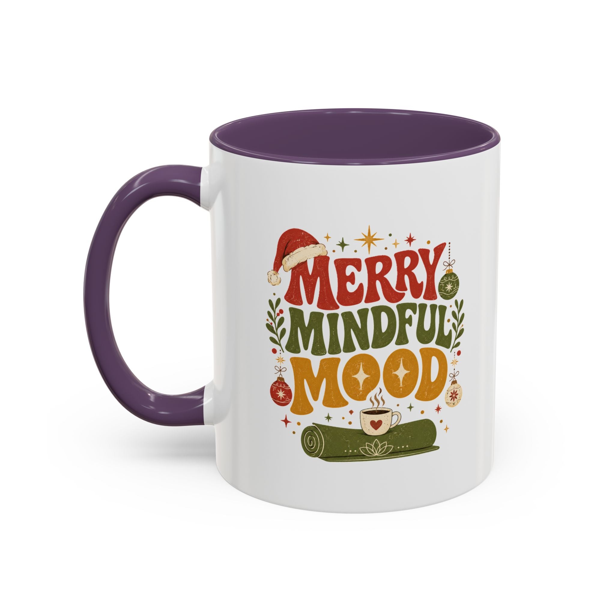Modern Day Christmas Merry Mindful Mood Coffee Mug — Holiday Yoga & Relaxation Gift