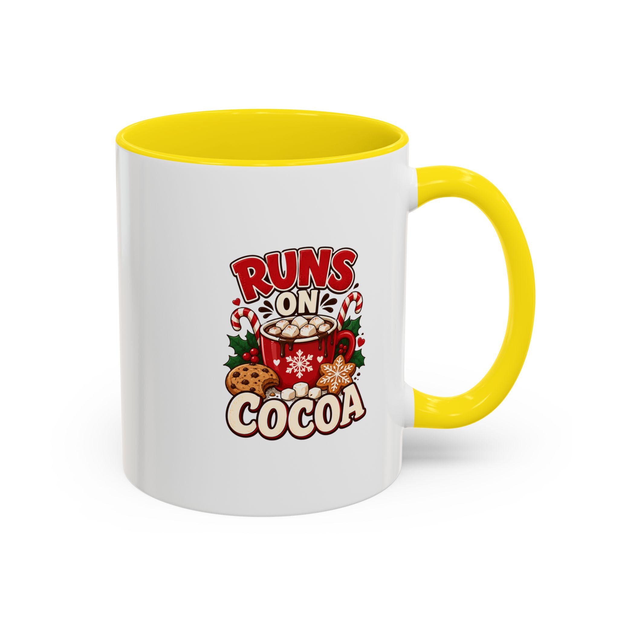 Runs on Cocoa Accent Coffee Mug — Holiday Hot Cocoa Gift
