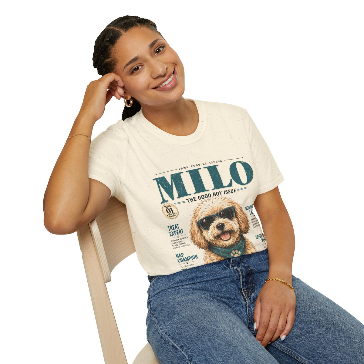 Milo 'The Good Boy Issue' T-Shirt — Cute Dog Magazine Cover Tee