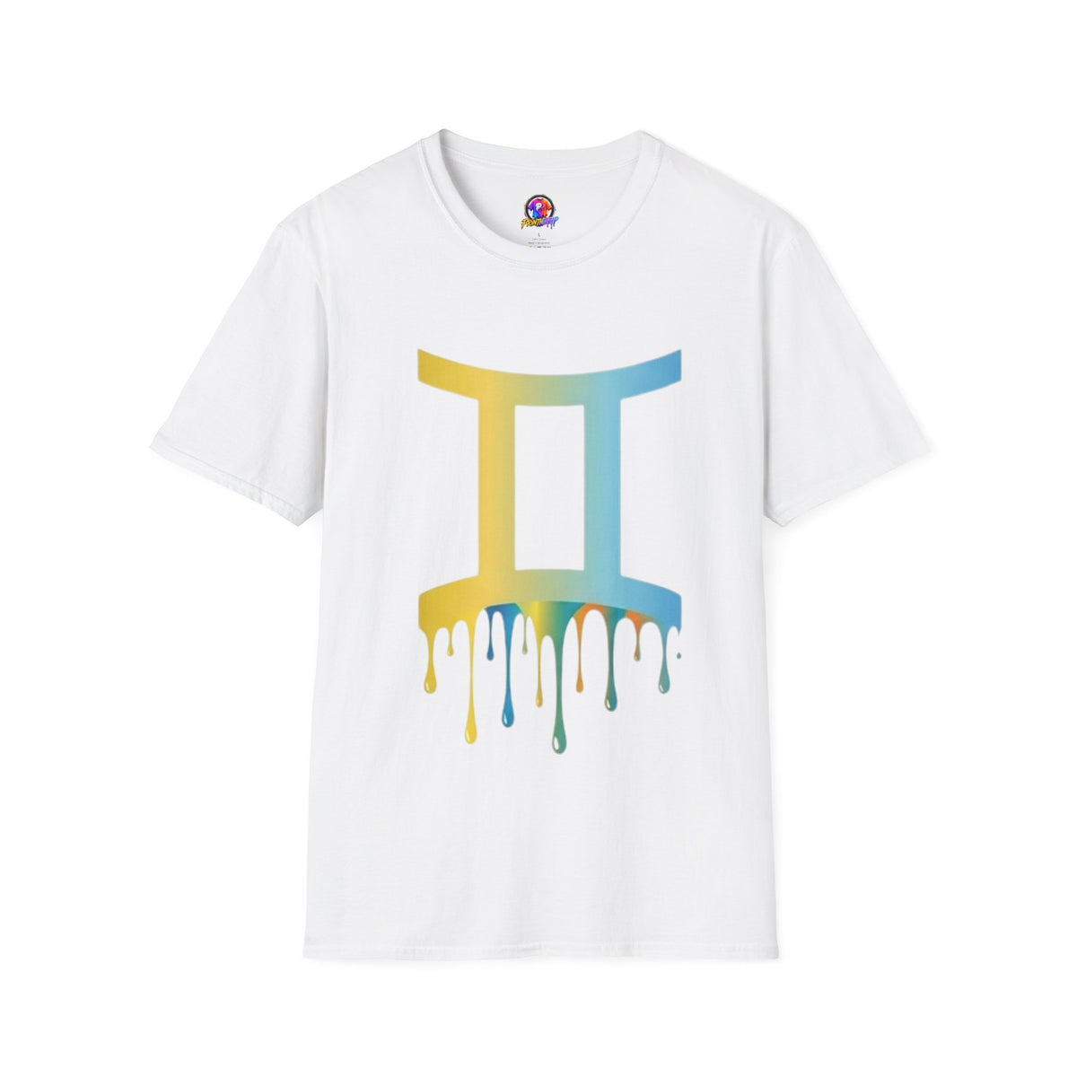 Gemini Drip Zodiac T-Shirt — Rainbow Gemini Symbol Tee