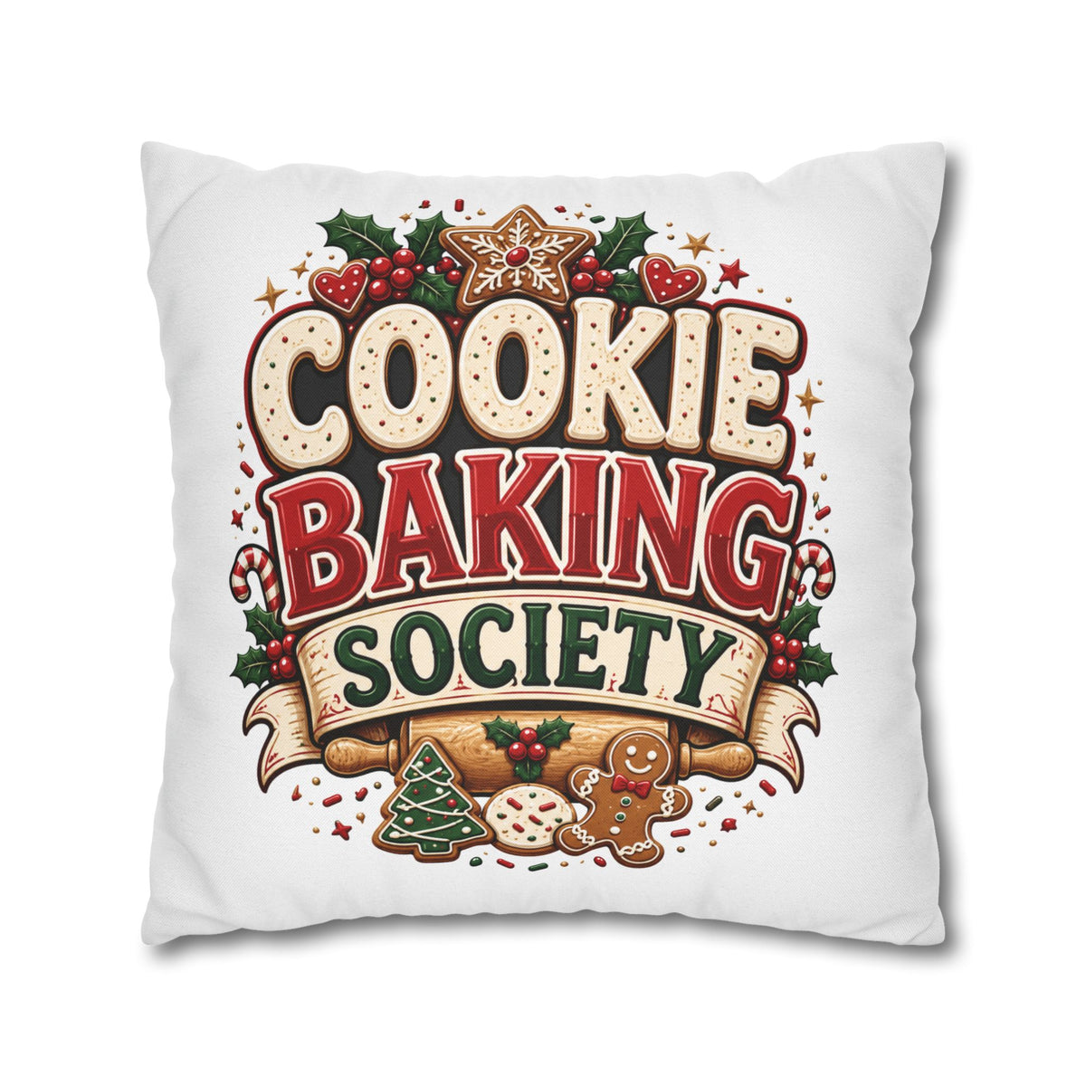 Christmas Cookie Baking Squad Pillowcase — Holiday Decorative Throw Pillow Cover