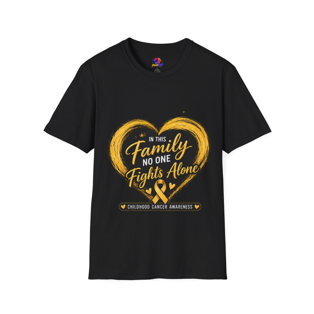 Childhood Cancer Awareness T-Shirt — "In This Family No One Fights Alone"