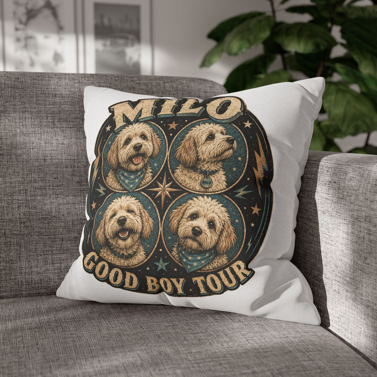 Milo "Good Boy Tour" Decorative Pillowcase Milo Bailey Dog Dad Mom