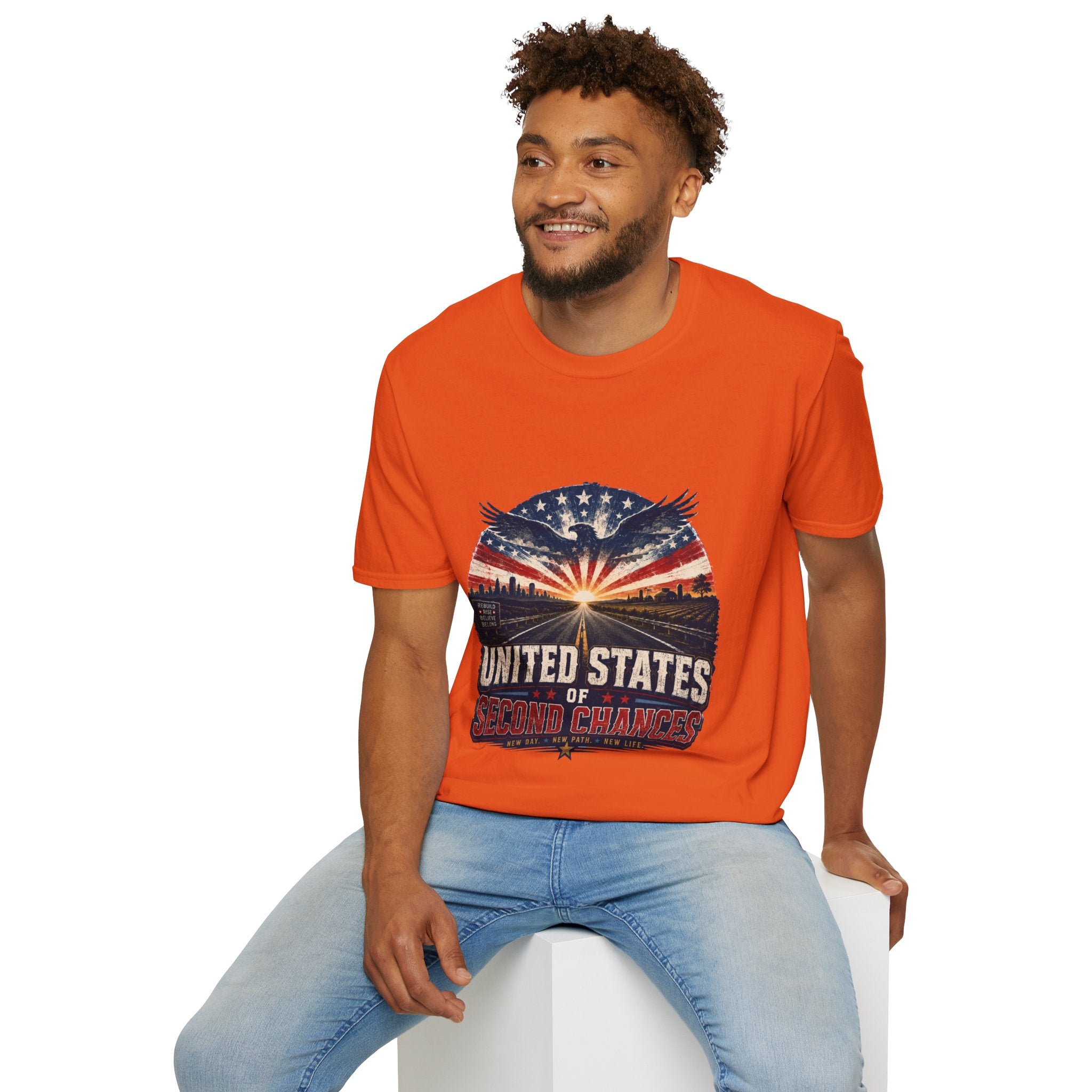 Patriotic Eagle T-Shirt — United States Skyline Vintage Flag Design