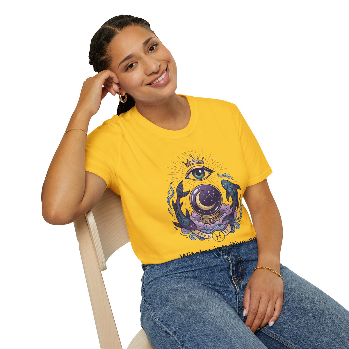 Pisces Mystic Eye T-Shirt — Witchy Astrology Moon & Crown Design