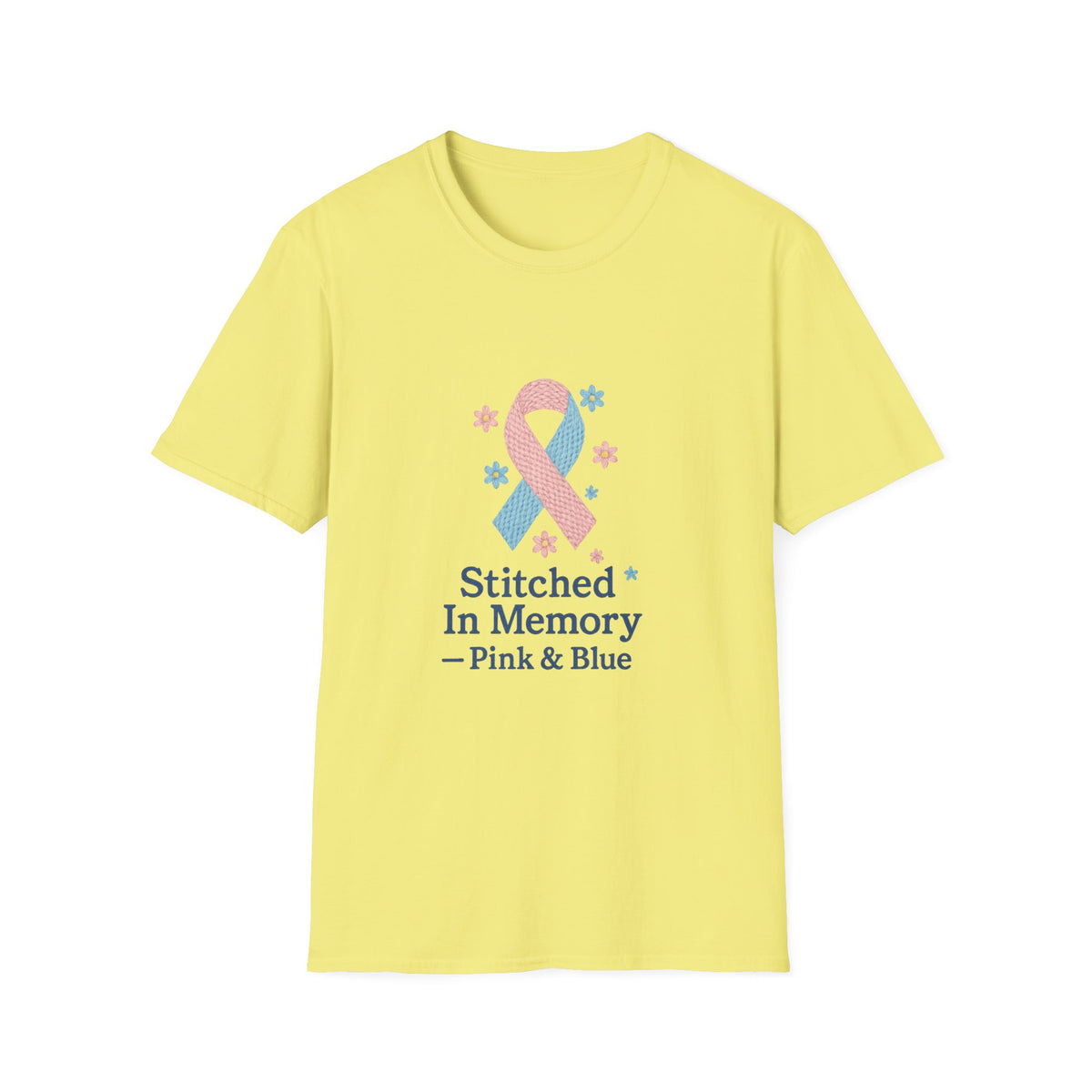 In Memory Pink & Blue Ribbon T-Shirt — "Stitched In Memory" Awareness Tee - Trending Now - October 2026