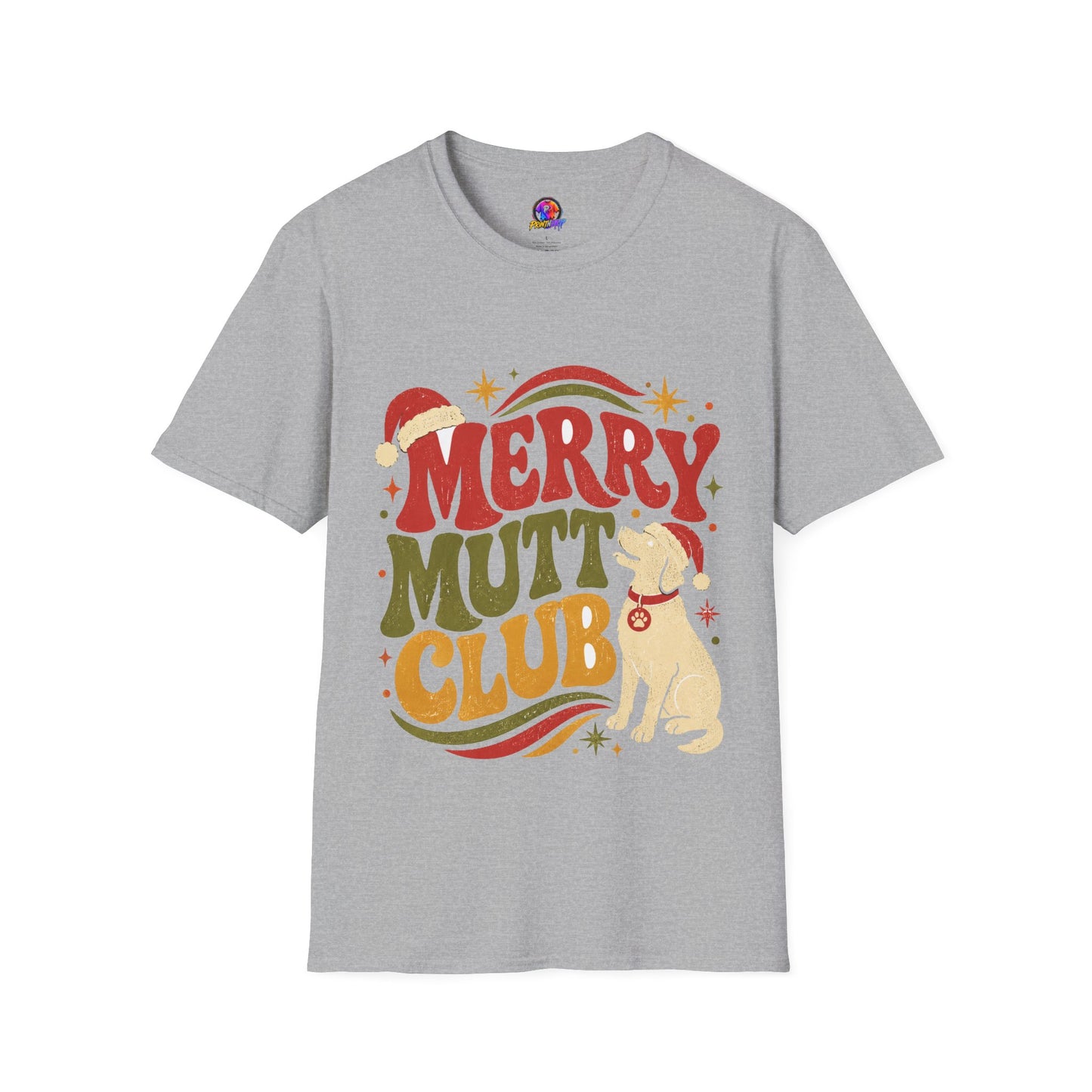 Merry Mutt Club T-Shirt — Retro Christmas Dog Lover Tee