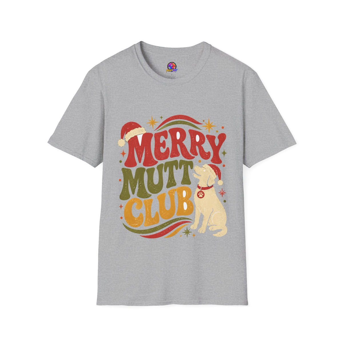 Merry Mutt Club T-Shirt — Retro Christmas Dog Lover Tee