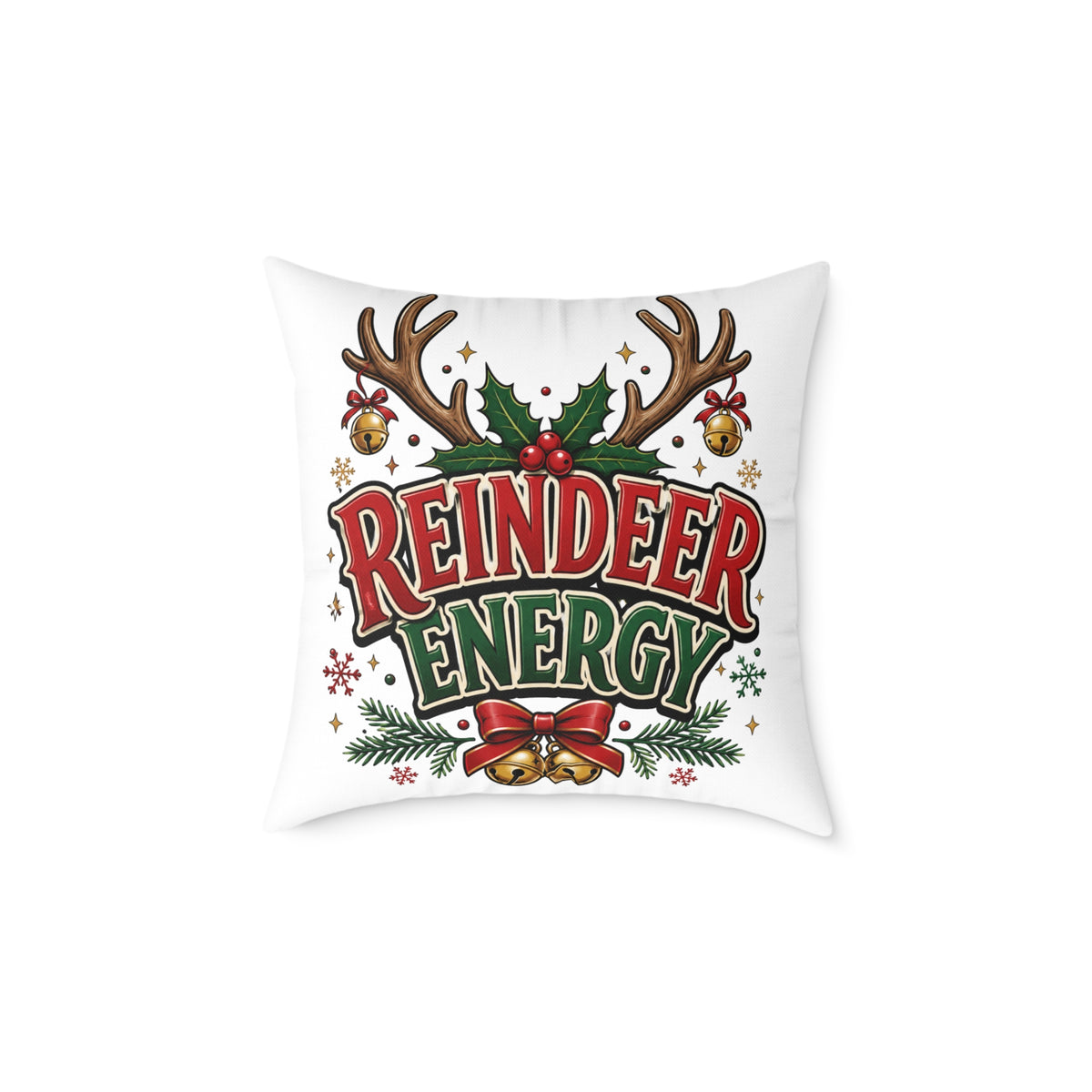 Reindeer Energy Christmas Throw Pillow
