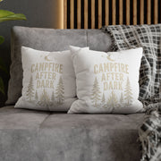 Campfire After Dark Decorative Pillowcase Milo Bailey Dog Dad Mom — Cozy Rustic Camping Throw Pillow