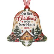 Our First Christmas in Our New Home 2026 Metal Ornament — Bell-Shaped Holiday Keepsake
