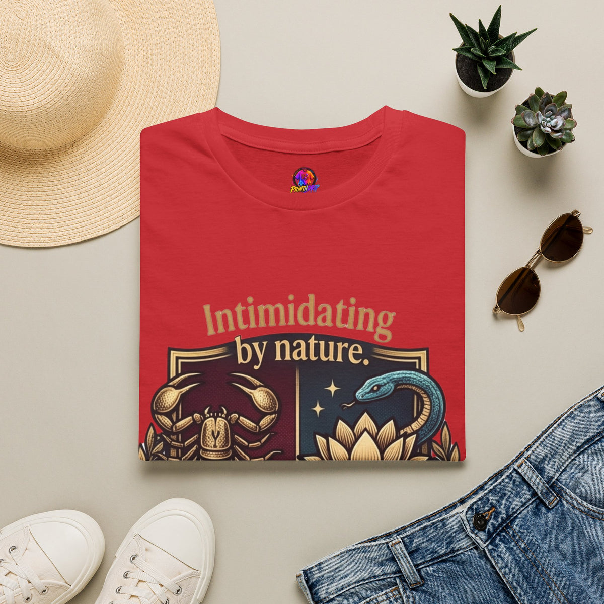 Intimidating by Nature T-Shirt — Scorpion & Snake Badge Design