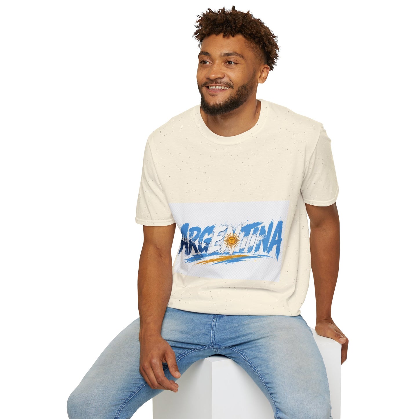 Argentina Graphic T-Shirt — Argentina Typography Tee with Sun & Flag Colors