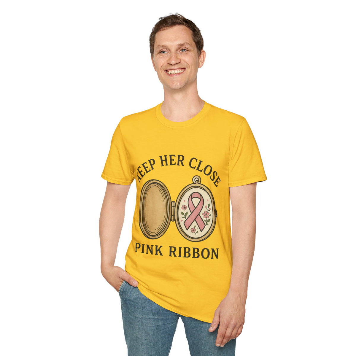 Keep Her Close Pink Ribbon Vintage Locket Graphic Tee - Trending Now - September 2026