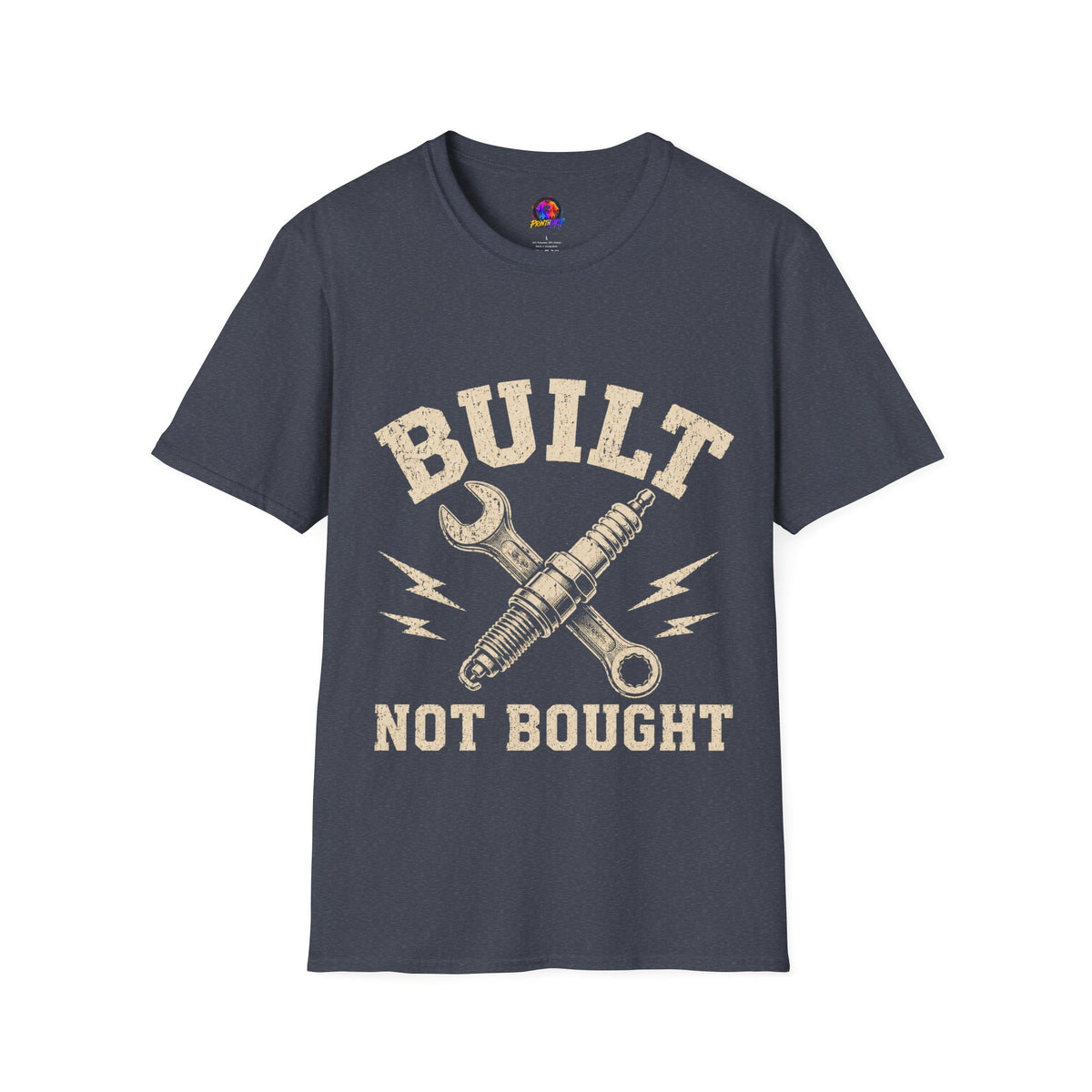 Built Not Bought T-Shirt — Mechanic Wrench & Spark Plug Vintage Tee
