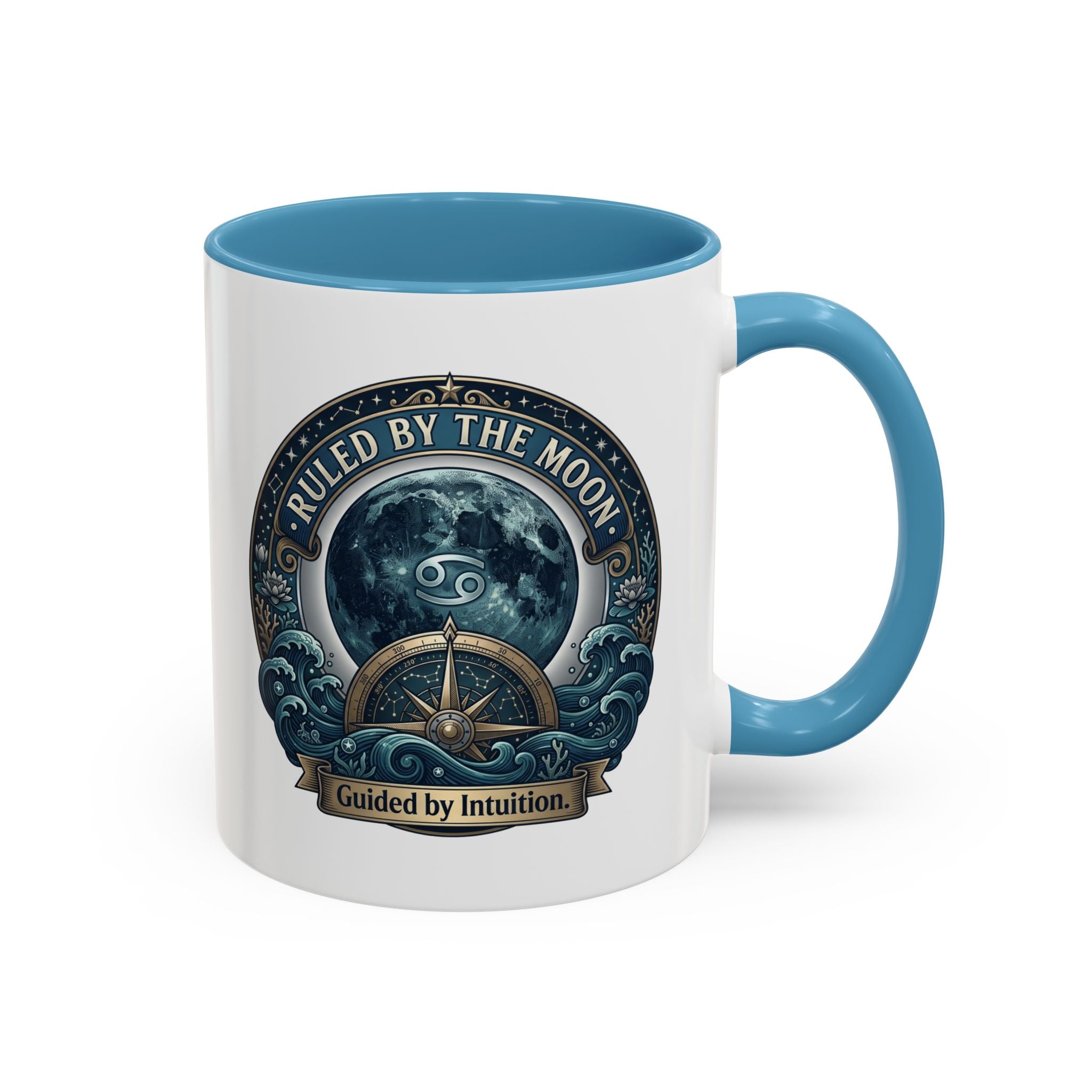 Ruled by the Moon Accent Coffee Mug — Zodiac Cancer Astrology 11/15oz