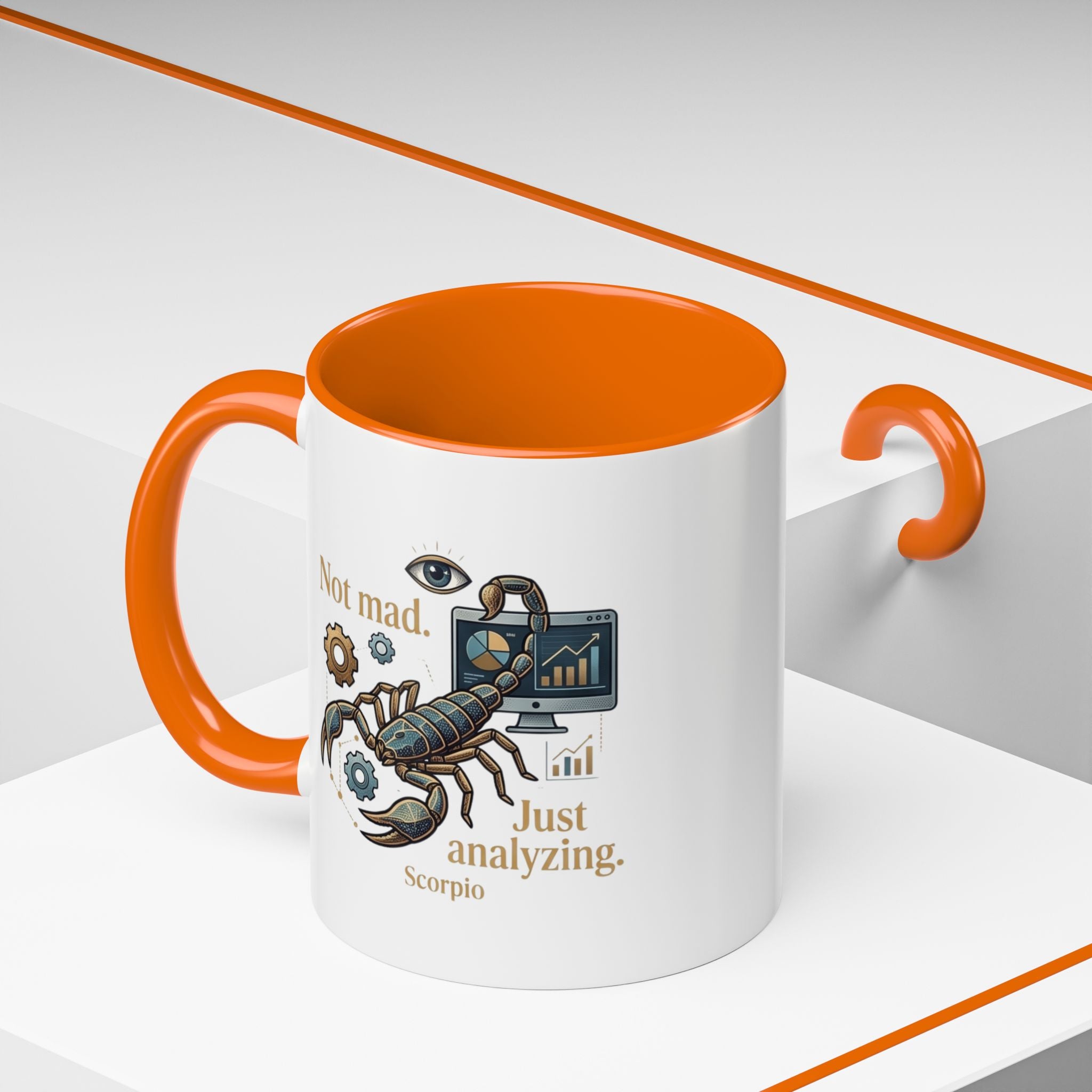 Scorpio Coffee Mug — "Not Mad. Just Analyzing." Accent 11/15oz