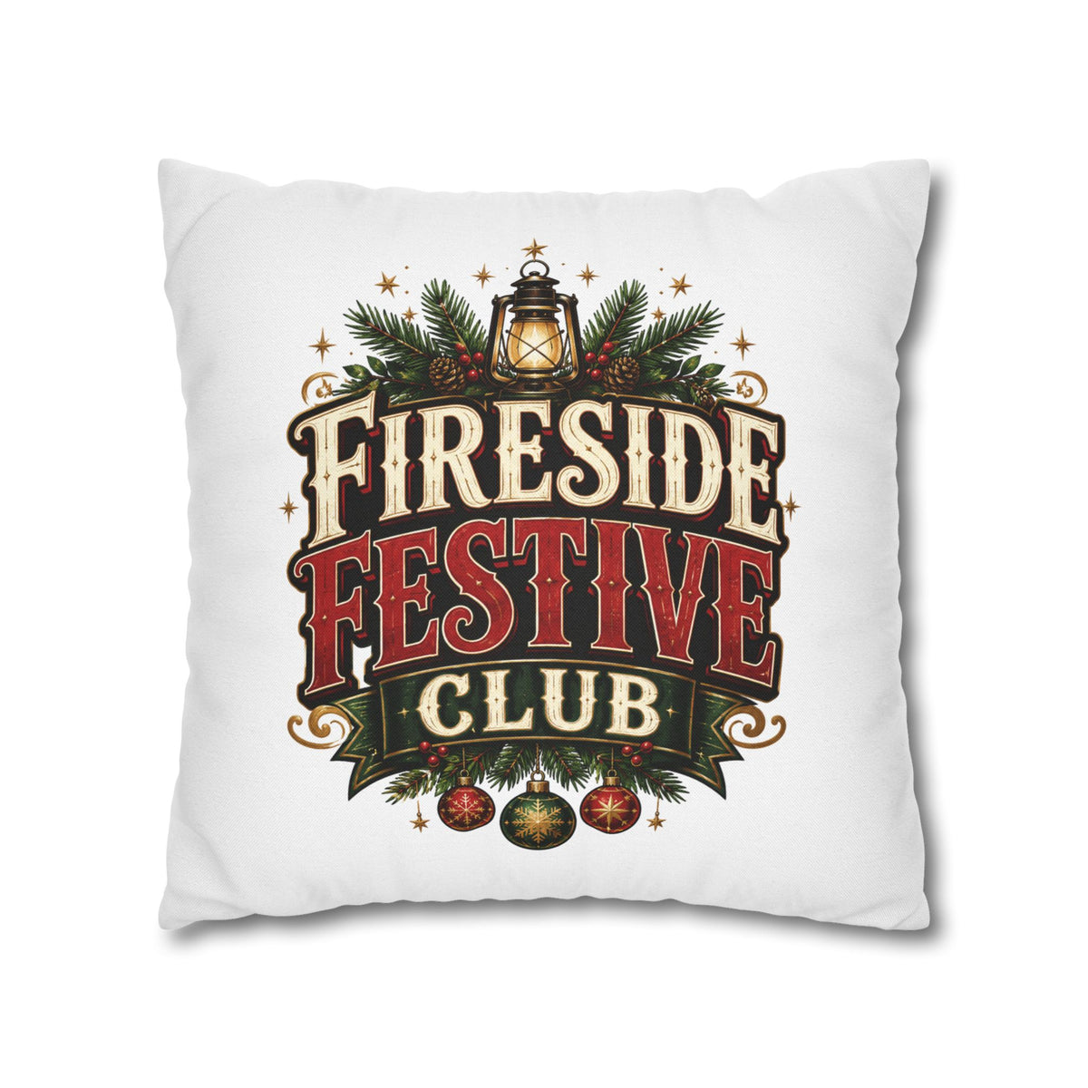 Christmas Fireside Festive Club Holiday Throw Pillowcase