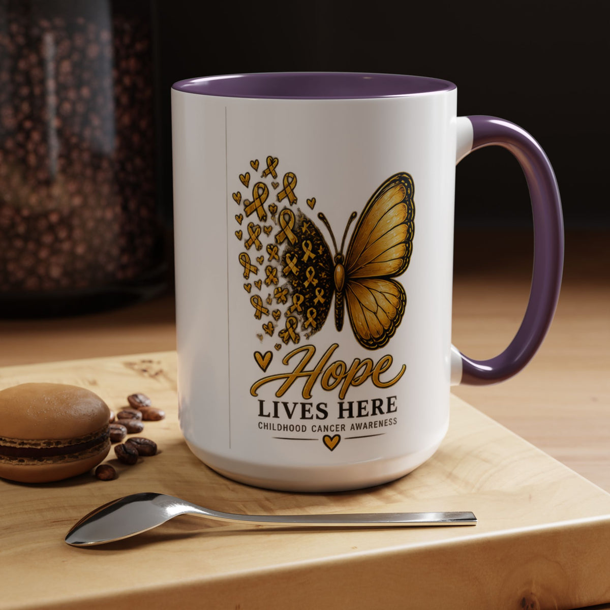 Hope Lives Here Childhood Cancer Awareness Accent Coffee Mug