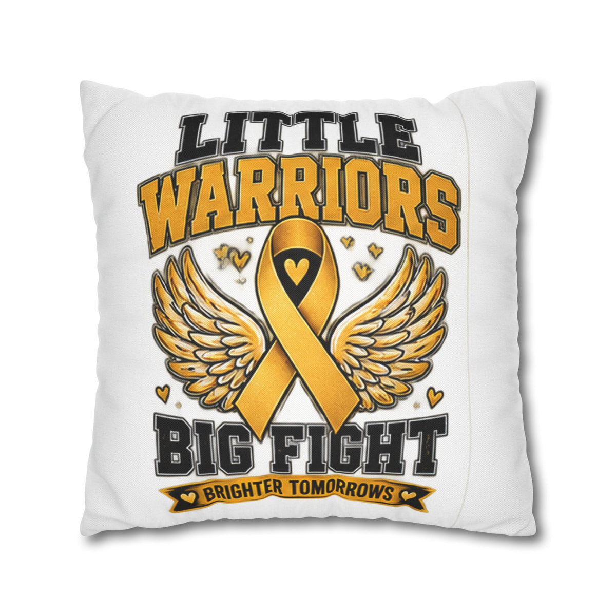 Champion Kids Pillow - "Little Warriors Big Fight" Childhood Cancer Awareness Throw Pillowcase