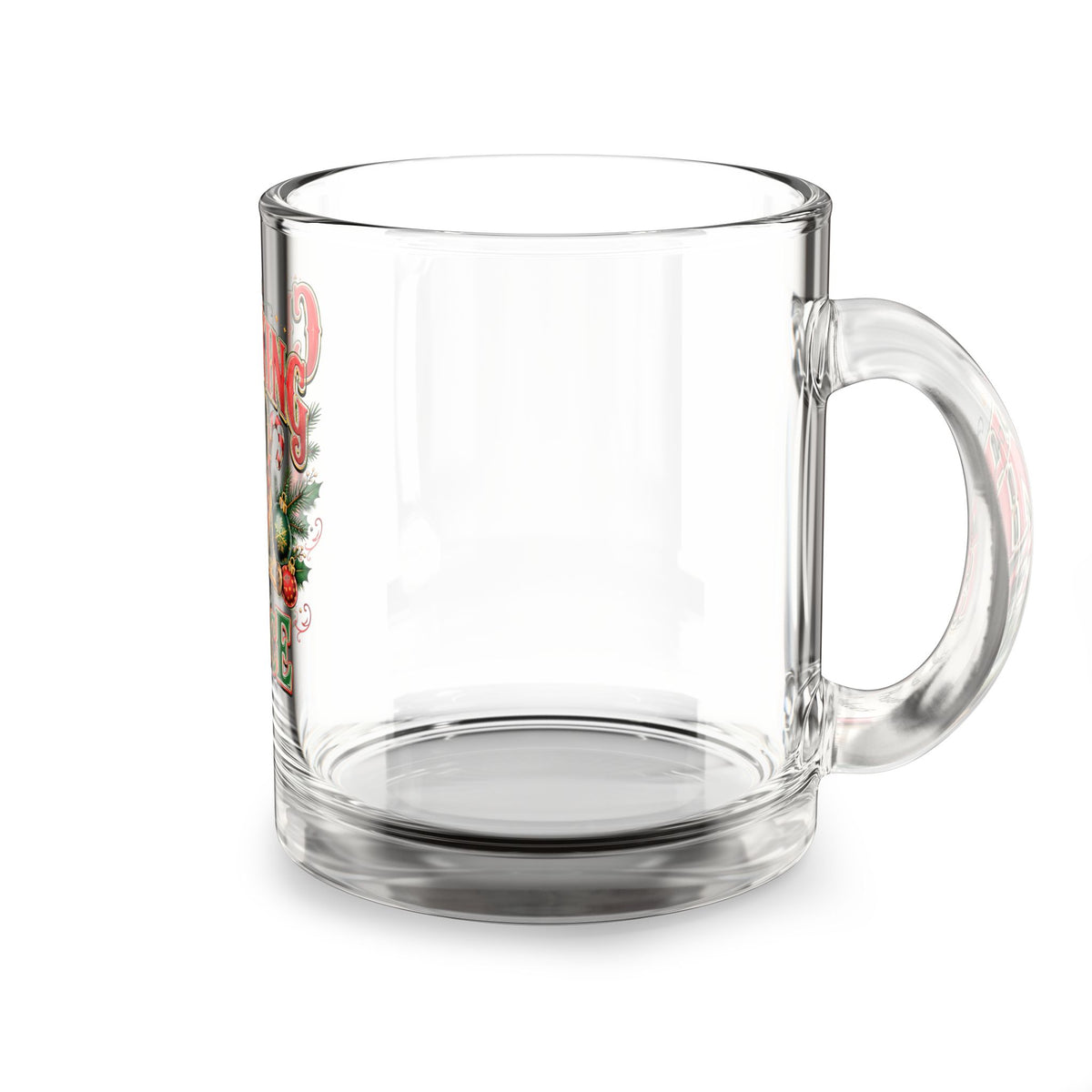 Christmas Glass Mug 10 oz Checking Twice Glass Mug — Christmas Holiday Coffee Cup (10 oz)