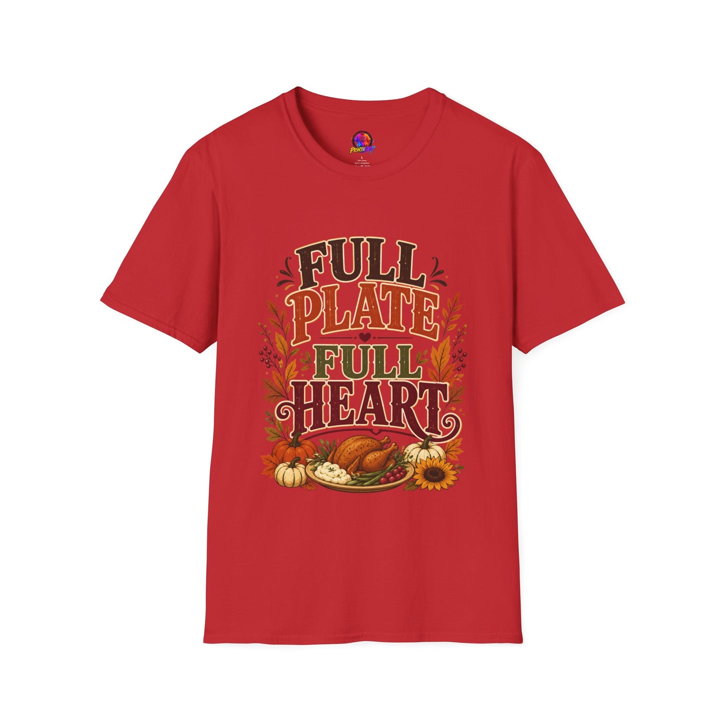 Thanksgiving T-Shirt - "Full Plate Full Heart" Fall Harvest Tee
