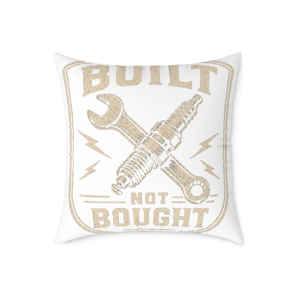 Built Not Bought Pillow Milo Bailey Dog Dad Mom — Automotive Wrench & Spark Plug Decorative Throw Pillow