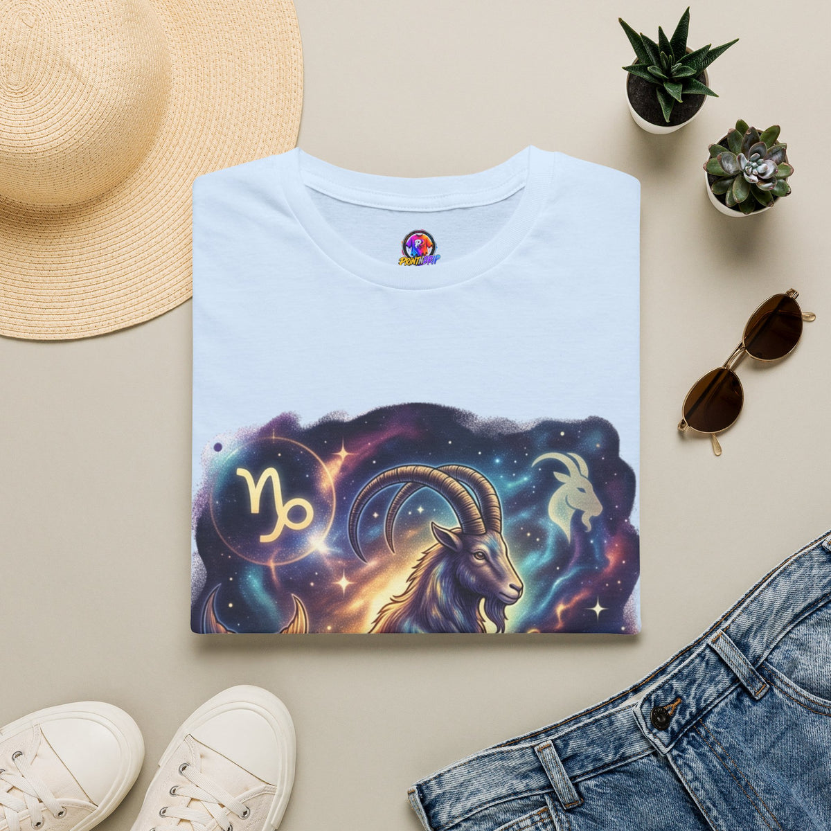 Capricorn Zodiac T-Shirt — Celestial Goat Astrology Tee