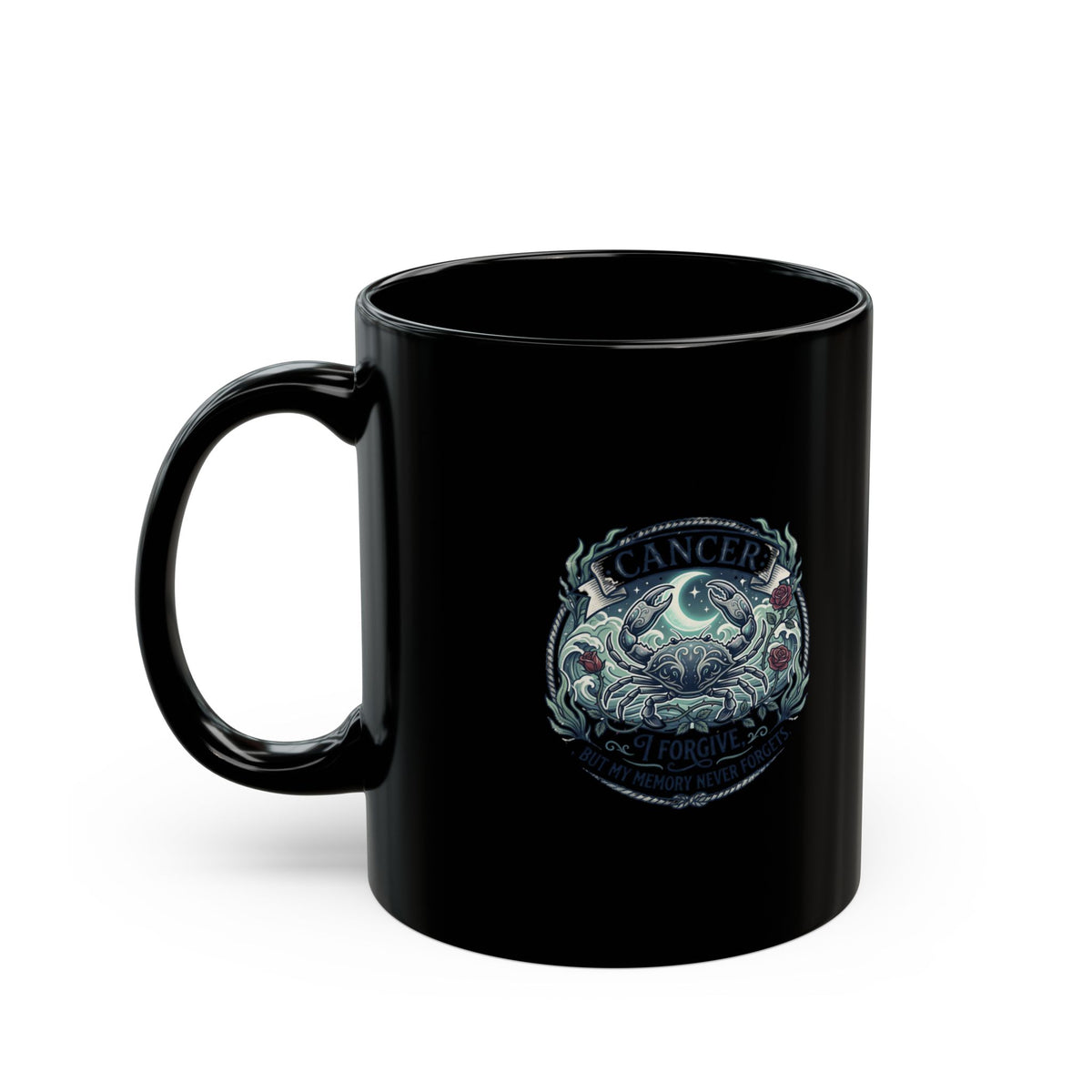 Cancer Zodiac Black Coffee Mug – Moon Crab Astrology Gift