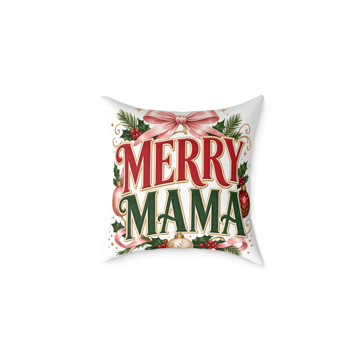 Merry Mama Christmas Pillow — Festive Holiday Decorative Throw Pillow for Moms