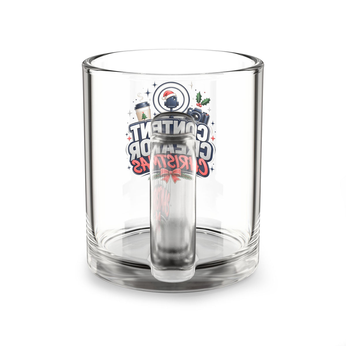 Modern Day Christmas Glass Mug  10oz vContent Creator Christmas Glass Mug – 10oz Holiday Coffee Cup
