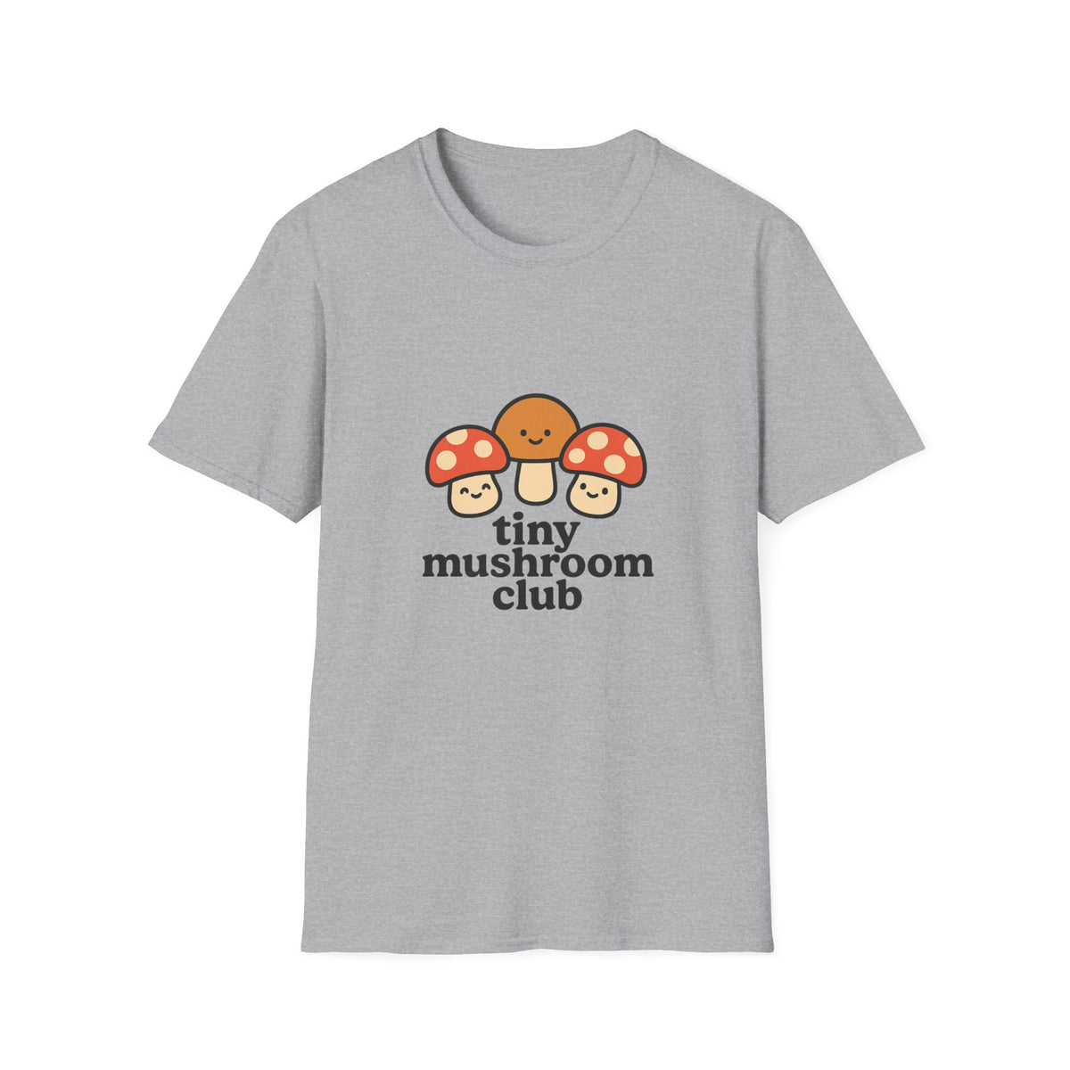 Cute Mushroom Trio T-Shirt — Smiling Toadstool Graphic Tee - Trending Now - August 2026