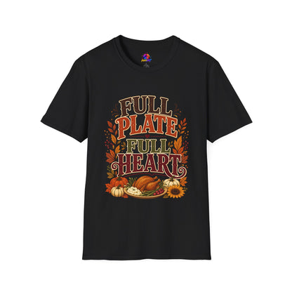 Thanksgiving T-Shirt - "Full Plate Full Heart" Fall Harvest Tee