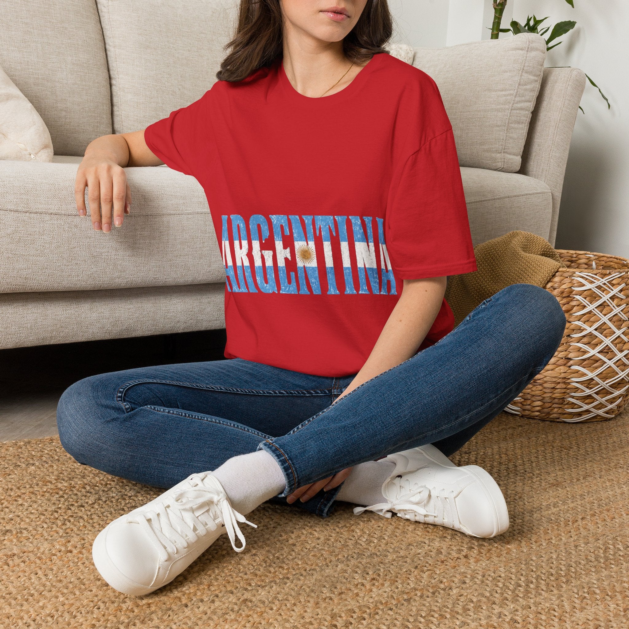 Argentina Beach Vibes T-Shirt — Distressed Blue "ARGENTINA" Graphic