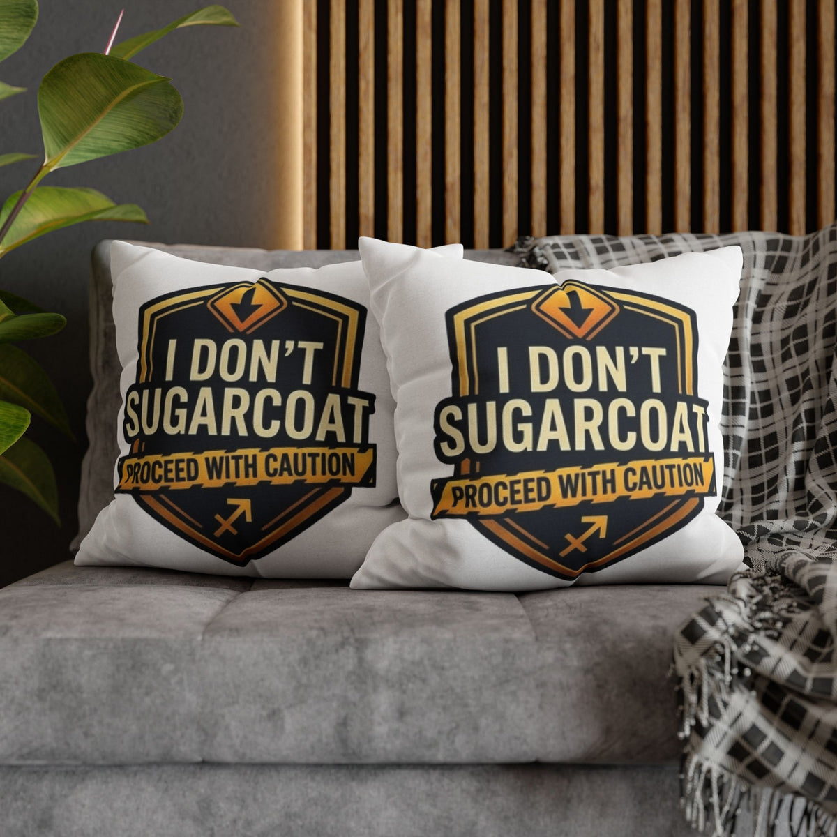 Sagittarius Throw Pillowcase — “I Don’t Sugarcoat — Proceed With Caution” Decorative Accent Pillow