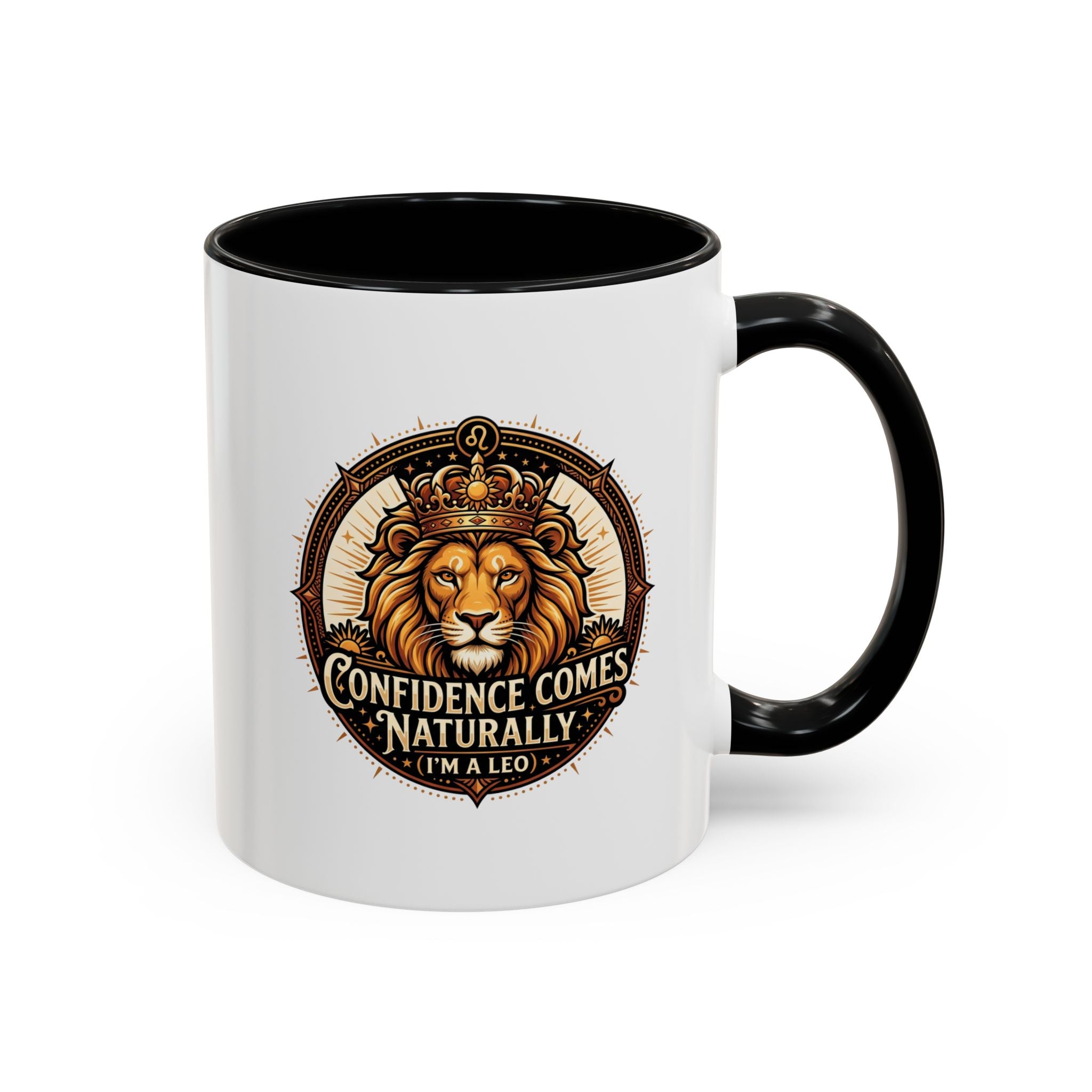 Lion Zodiac Coffee Mug - "Confidence Comes Naturally" Accent Mug (11/15oz)