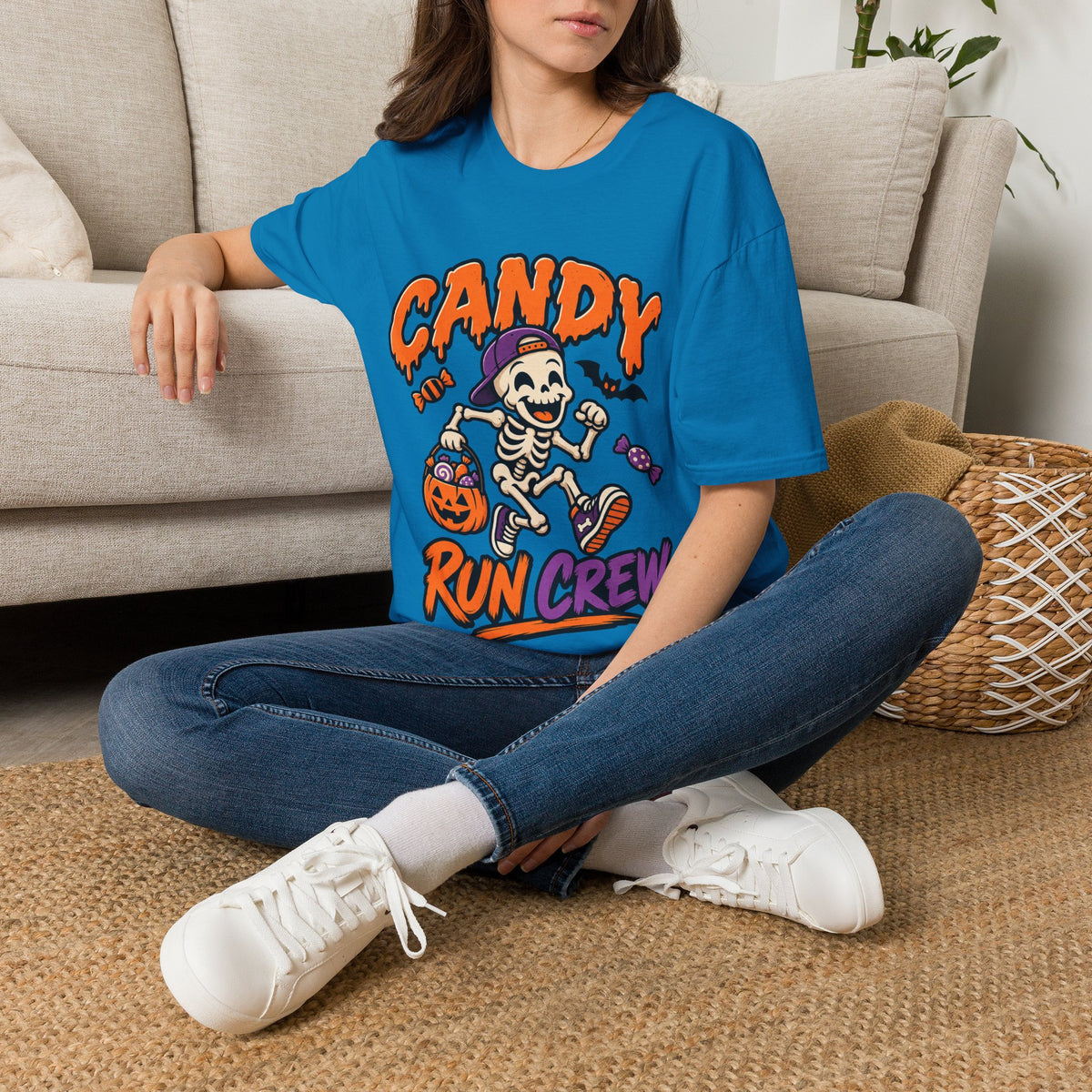 Candy Run Crew T-Shirt — Halloween Skeleton Trick-or-Treat Tee