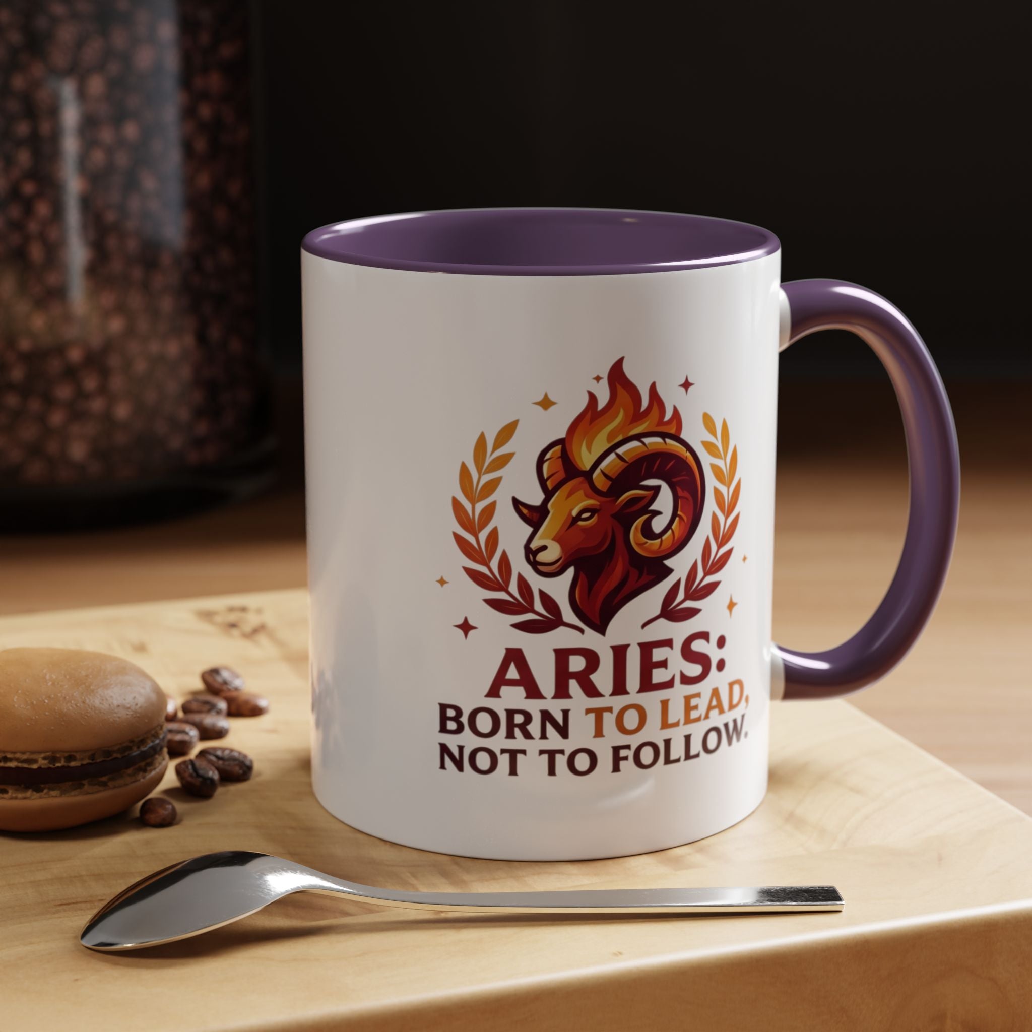 Aries Coffee Mug — "Aries: Born to Lead, Not to Follow" Zodiac Astrology Gift